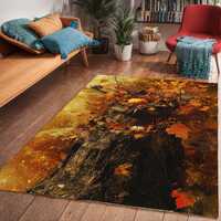 Owl Halloween Autumn Fusion Art Area Rug - Area Rug, Home Decor, Floor Mat, Bedroom Rug, Living Room