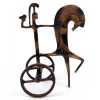 Vintage Brass Athena Figurine, Greek Goddess Minerva Chariot Statue, Brass Owl Symbol Sculpture, Myt