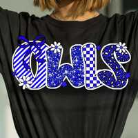 Owls PNG: School Spirit Design, Bow & Flowers (Digital Download, 300 DPI, 15x18")