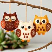 Felt Autumn Owl Sewing Pattern: DIY Woodland Ornaments (PDF with SVG Files)
