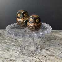 Otagiri stoneware owl pair: vintage ceramic brown owls