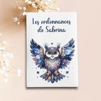 Porte ordonnance motif Hibou pour ranger ordonnance, carte vitale, carte mutuelle, rangement dossier