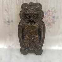 Antique Cast Iron Owl Wall Clip – No. 5189, 4” Tall Bill Holder / Match Safe, Authentic 