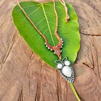 Macrame Necklace Pendant Jewelry Moonstone Owl Pendant Stone Cord Handmade Bohemian necklace bohemia