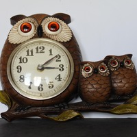 Vintage Owl Clock. Burwood, WORKING, SLIGHT Damage, Cottagecore, Grandmacore Decor, Housewarming, Ho