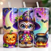 Witchy Owl 20 oz Tumbler – Spooky Owl Halloween Cup With Straw, Insulated Halloween Coffee Mug