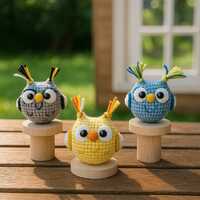 Crochet Owl Keychain: Handmade Amigurumi Bag Charm