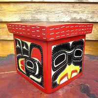 Kwakiutl First Nation 'Owl' Bent Wood Box Cedar Carving Pacific North West Coast Native Indi