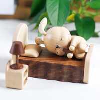 Handcrafted Wooden Night Owl Bunny - Funny Bedtime Scrolling Figurine - Whimsical Bedroom Decor -Sle