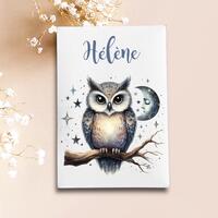 Porte ordonnance motif Hibou et Lune pour ranger ordonnance, carte vitale, carte mutuelle, rangement