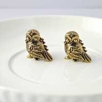 Vintage Brass Owl Figurines Set, Decorative Owl Statues