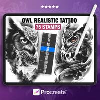 Realistic Owl Tattoo Stamps for Procreate: 75 Detailed Flash Designs - Commercial use