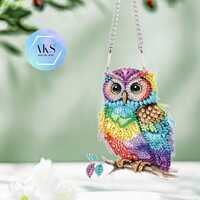 Suncatcher Kit DIY Crafts Owl Diamond Painting Kit Crystal Art Kit With Hooks Chains Pendants Rainbo