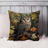 Owl William Morris Throw Pillow Soft Cushion Cover Animals Cottage Square Decorative Accent Pillowca