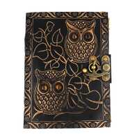 Owl Embossed Leather Journal: Antique Deckle Edge Paper, Book of Shadows