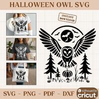 Halloween Owl SVG, Flying Owl PNG, Fall Forest Clipart, Pumpkin Theme SVG, Spooky Animal, Halloween 