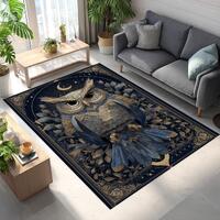 Celestial Owl Rug,Mystical Night Owl Rug,Lunar Moon Owl Rug,Astrology Owl Artwork Rug,Starry Cosmic 