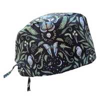 Mystical Moth Butterfly Owl Celestial Classic Scrub Cap Tie Back or elastic Satin lined opt Surgeons