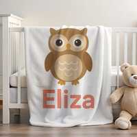 Custom Plush throw blanket Owl design