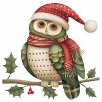 winter bird, christmas owl, festive owl, holiday decor, cute owl art, xmas decorations, woodland owl