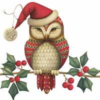 christmas owl, festive owl, holiday decor, winter bird, cute owl art, xmas decorations, woodland owl