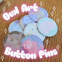 Owl Art Button Pins!