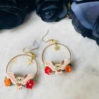 Owl earrings// flower  earrings// autumn earrings// winter earrings// polymer clay earrings// fall e