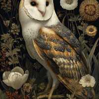 Vintage Barn Owl Vintage Floral cross stitch pattern. Instant PDF Download. 60k Stitches.
