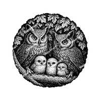 Owls family in a hollow PNG, SVG, DXF and pdf, Commercial use, Owls clipart, Owls for tshirt, Owls f