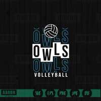 Owls Stacked Volleyball SVG PNG DXF, Volleyball svg, Owls Mascot svg, Owls Mom svg, Owls Cheer svg, 