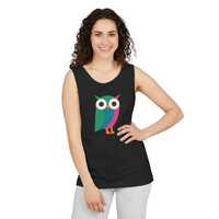 Colorful Owl Garment-Dyed Tank Top | Summer Essentials, Cute Gift, Casual Wear, Animal Lover, Festiv