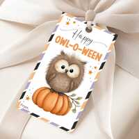 Printable Halloween Gift Tags, Happy Owl-O-Ween Favor Tag, Classroom Student Favor Tags, Cute Owl Co