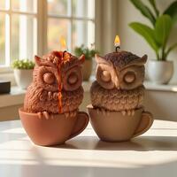 Cute Owl Candle Silicone Mold-Owl Mug Candle Mold-Animal Owl Candle Mold-Sculpture Pillar Candle Mol