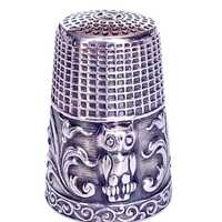 Sterling Silver Thimble, embossed decoration with Owl