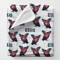 BIRD Blanket Custom Name Girl Nursery Baby Showergift, Owl Decor Newborn Coming Home Swaddle, Person