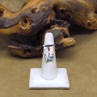 Sterling Silver Inlaid Zuni Owl Ring Size 6.5