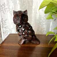 Vintage Hand  Carved Ornate Owl  Cottage Core Grandpa Core
