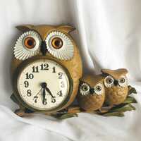 Vintage New Haven Owl Clock: 1970s Retro Novelty Decor