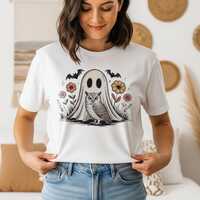 Halloween Owl Ghost Shirt, Floral Owl Shirt, Spooky Season Graphic Tee, Owl Lover Gift