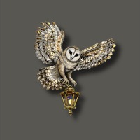Owl Brooch Beaded Bird Embroidered Barn Owl Jewelry Pin Christmas Gift for Mom Grandma Luxury Vintag