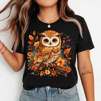Owl T-Shirt – Autumn Forest Graphic Tee, Cute Owl Shirt, Nature Lover Gift, Unisex tee