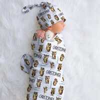 Custom Owl Baby Swaddle For Baby Shower Gift For Coworker