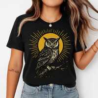 Vintage Owl T-Shirt – Mystic Moon Graphic Tee, Cottagecore Animal Shirt, Nature Lover Gift, Un