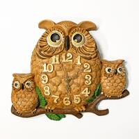 Vintage 1970s Owls on a Branch Ceramic Wall Clock - Retro Home Decor (Working)