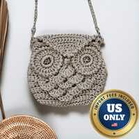 luxury metallic Crochet Purse, Owl Face Crossbody Bag, Unique Festival Handbag, Gift for Woman Owl L