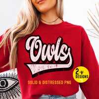 Owls Retro School Mascot Png, Big Pride, School Pride, School Spirit, Team Spirit, Owls Cheer Png, S