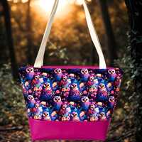 Owl Tote Bag: Faux Leather Bottom, Water-Resistant Lining#2