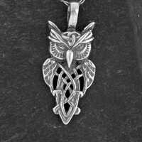 Sterling Silver Celtic Owl Pendant on Sterling Silver Chain.