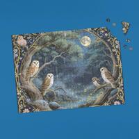 Mystical Owl Jigsaw Puzzle: Art Nouveau Forest Scene