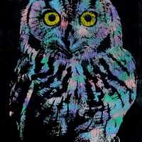 Original Owl Acrylic Painting 8x10 &ndash; One of a Kind Animal Art, Gel Plate Print, Handmade Wall 